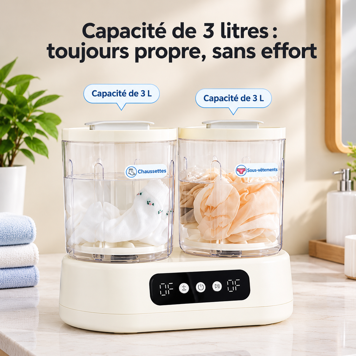 Mini-machine à laver portable à double cuve – Commande numérique